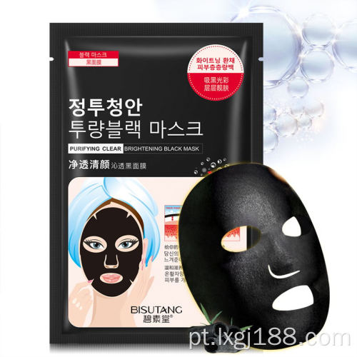 Máscara facial preta para cuidados com o rosto oem coreana máscara facial de carvão de bambu nutrição profunda poros